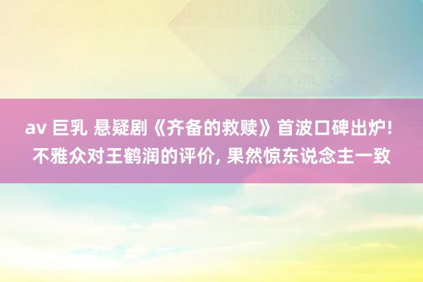 av 巨乳 悬疑剧《齐备的救赎》首波口碑出炉! 不雅众对王鹤润的评价， 果然惊东说念主一致